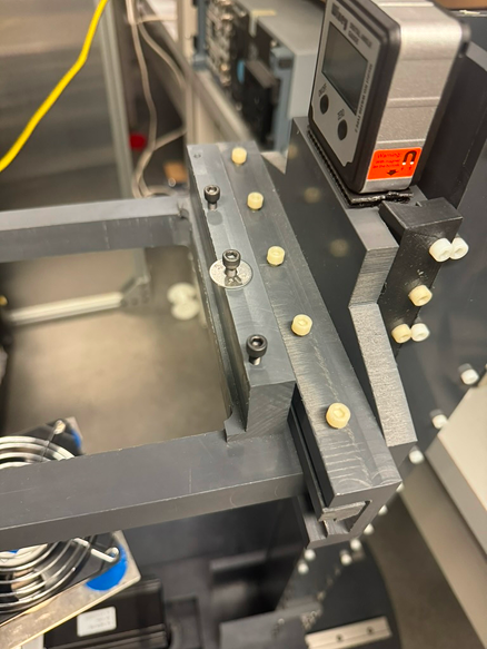Close-up of components on the positioner