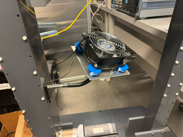 Adjustable cooling fan mounted on the frame